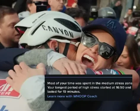 Roxanne Bertels – Vriendin van Mathieu van der Poel – Laat zien hoe ze de finale van Milaan-Sanremo beleefde met behulp van WHOOP-gegevens