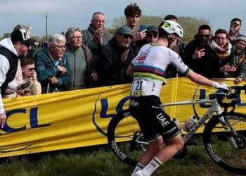 Pogačar geeft zijn mening na doorrijden Van der Poel in Parijs-Roubaix
