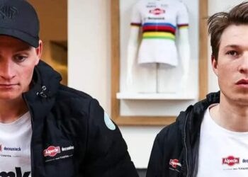 De zorgen bij Alpecin-Deceuninck nemen toe nu blijkt dat Mathieu van der Poel en Jasper Philipsen samen 25% van het team­budget van €26,8 miljoen voor 2025 opslokken, wat twijfels oproept over de financiële houdbaarheid van het team.