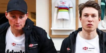 De zorgen bij Alpecin-Deceuninck nemen toe nu blijkt dat Mathieu van der Poel en Jasper Philipsen samen 25% van het teambudget van €26,8 miljoen voor 2025 opslokken, wat twijfels oproept over de financiële houdbaarheid van het team.